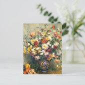 Renoir ist eine Vase der Chrysanthemen Postkarte (Stehend Vorderseite)