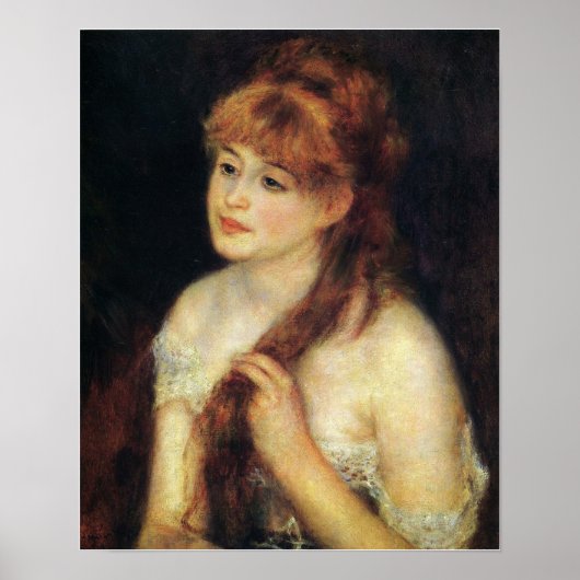 Renoir - Junge Frau, die 1876 ihr Haar gezeichnet Poster (Vorne)