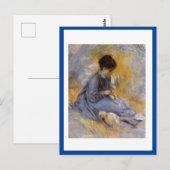 Renoir, junge Frau mit Katze, Postkarte (Vorne/Hinten)