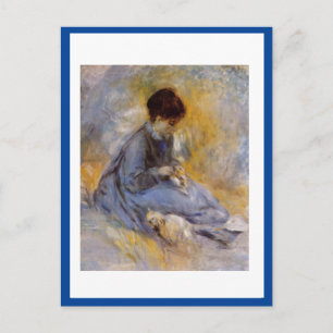 Renoir, junge Frau mit Katze, Postkarte