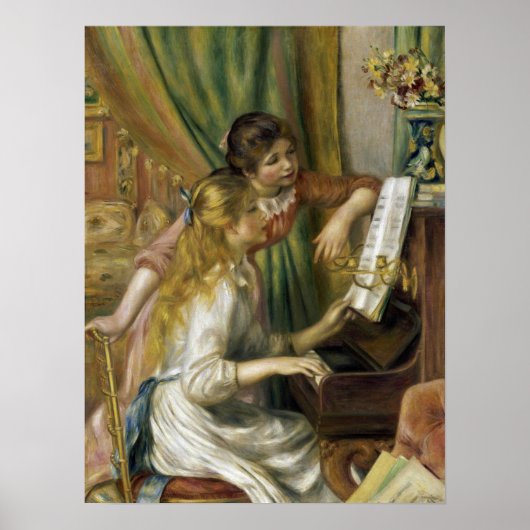 Renoir - Junge Mädchen am Klavier Poster (Vorne)