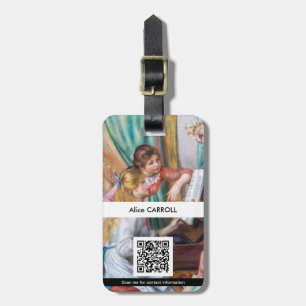 Renoir - Junge Mädchen am Klavier - QR-Code Gepäckanhänger
