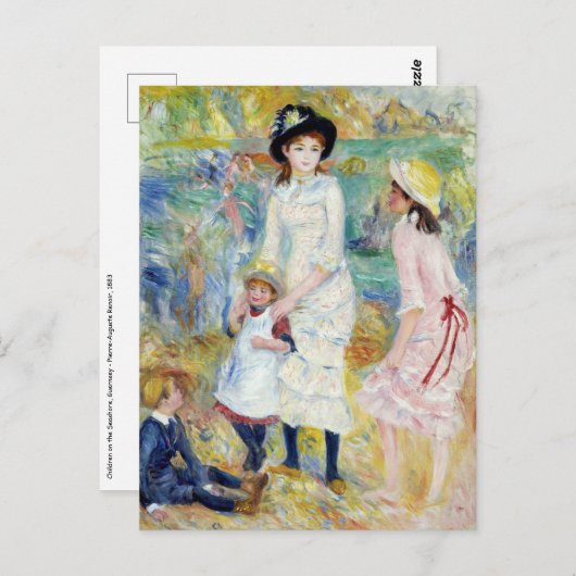 Renoir - Kinder an der Küste, Guernsey Postkarte (Vorne/Hinten)