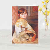 Renoir Mädchen mit Katzen-Gruß-Karte Karte (Gelbe Blume)