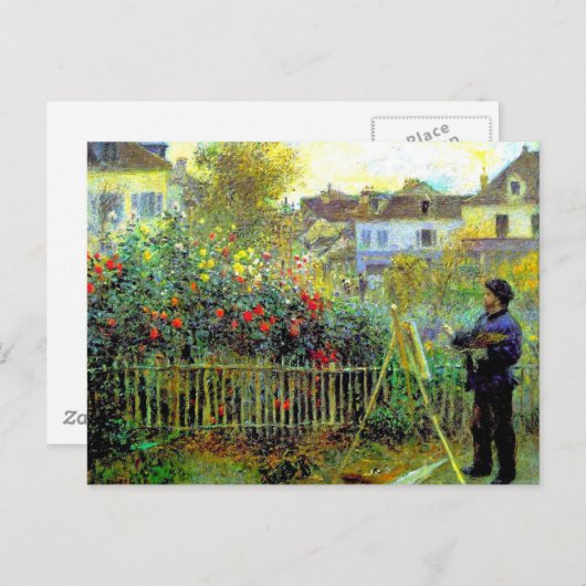 Renoir - Monet-Malerei in Seinem Garten Postkarte (Vorne/Hinten)