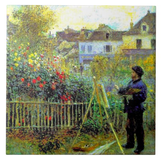 Renoir - Monet Painting in His Garden Fliese (Vorderseite)