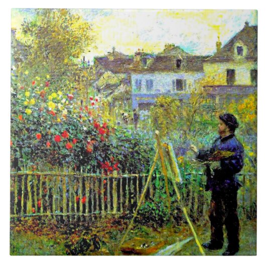 Renoir, Monet Painting in seinem Garten in Argente Fliese (Vorderseite)