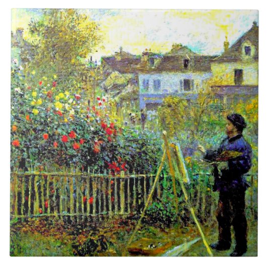 Renoir - Monetmalerei in seinem Garten Fliese (Vorderseite)