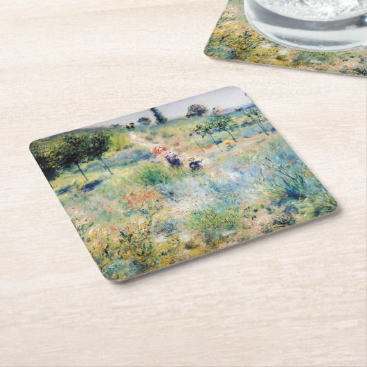 Renoir - Pfad führt durch das große Gras Rechteckiger Pappuntersetzer (angewinkelt)