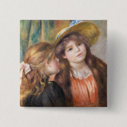 Renoir - Portrait von zwei kleinen Mädchen Button (Vorderseite)