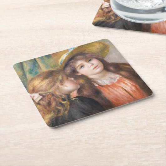 Renoir - Portrait von zwei kleinen Mädchen Rechteckiger Pappuntersetzer (angewinkelt)