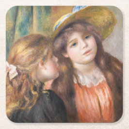Renoir - Portrait von zwei kleinen Mädchen Rechteckiger Pappuntersetzer