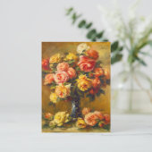 Renoir-Rose in der Vase Postkarte (Stehend Vorderseite)