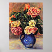 Renoir - Rose in einer blauen Vase Poster (Vorne)
