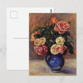 Renoir - Rose in einer blauen Vase Postkarte (Vorne/Hinten)