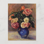 Renoir - Rose in einer blauen Vase Postkarte (Vorderseite)