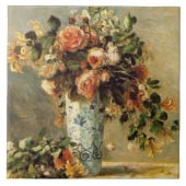 Renoir-Rose und Jasmine in einer Delft-Vase Fliese (Vorderseite)