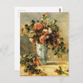 Renoir-Rose und Jasmine in einer Delft-Vase Postkarte (Vorne/Hinten)