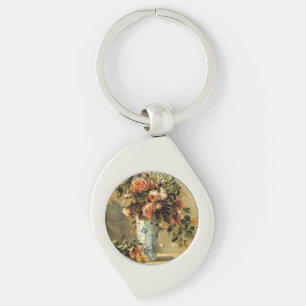 Renoir-Rose und Jasmine in einer Delft-Vase Schlüsselanhänger