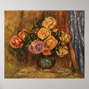 Renoir-Rose vor einem blauen Vorhang (1908) Poster