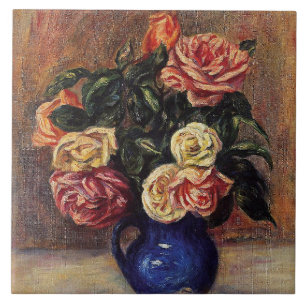 Renoir - Rosen in einer blauen Vase Fliese
