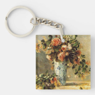 Renoir Rosen und Jasmin in einer Delfter Vase Schlüsselanhänger