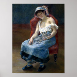 Renoir Schlafmädchen mit katzenklassischer Kunst Poster