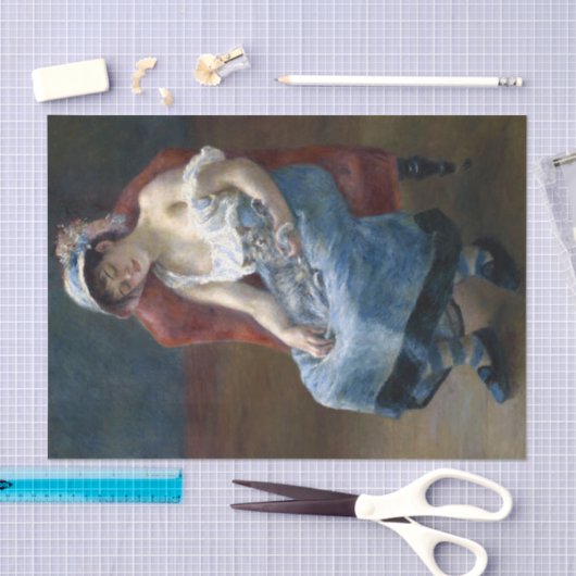 Renoir Schlafmädchen mit katzenklassischer Kunst Seidenpapier (Handwerk)
