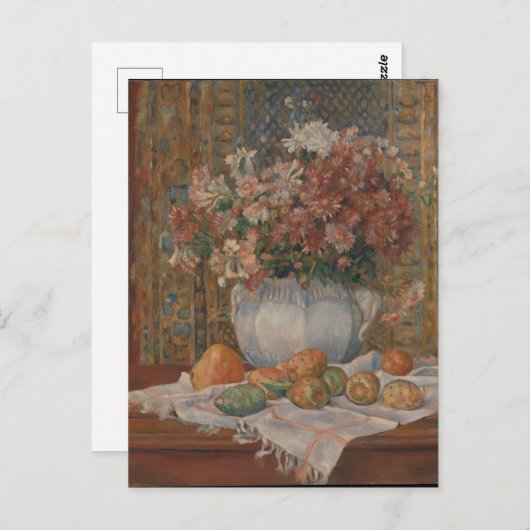 Renoir Still Life mit Blume und Prickly Birnen Postkarte (Vorne/Hinten)