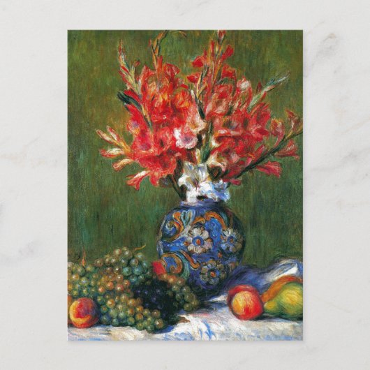Renoir Stillleben Blume und Fruitkunstmalerei Postkarte (Vorderseite)