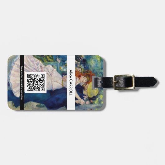 Renoir - Tanz bei Bougival - QR-Code Gepäckanhänger (Vorderseite horizontal)