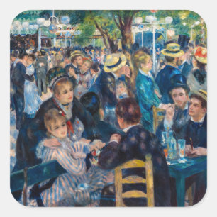 Renoir - Tanz im Le Moulin de la Galette Quadratischer Aufkleber