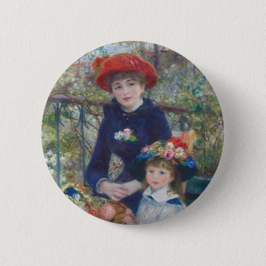 Renoir Two Sisters Terrasse Französischer Impressi Button (Vorderseite)