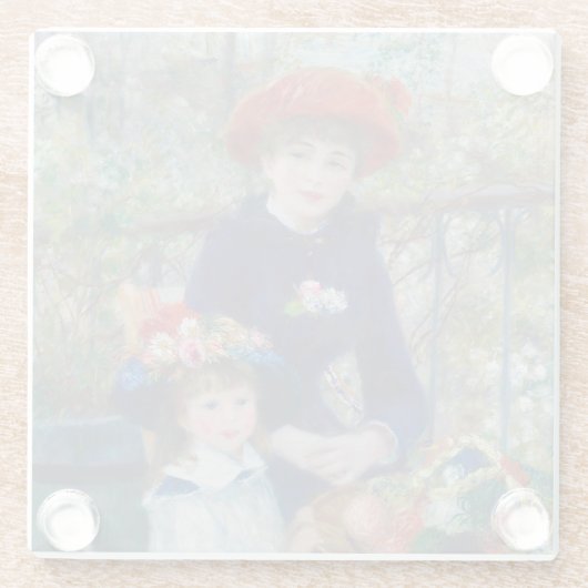 Renoir Two Sisters Terrasse Französischer Impressi Glasuntersetzer (Rückseite)
