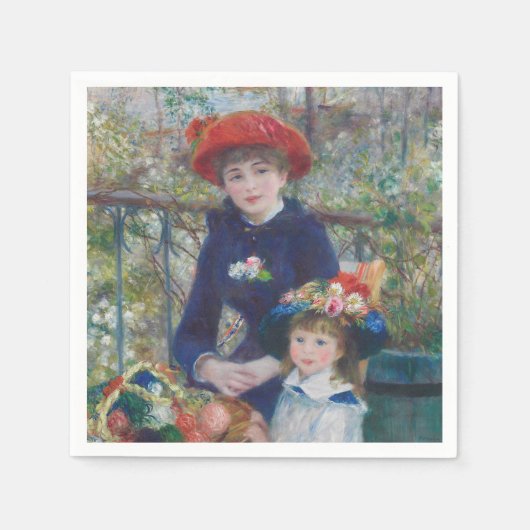 Renoir Two Sisters Terrasse Französischer Impressi Serviette (Vorderseite)