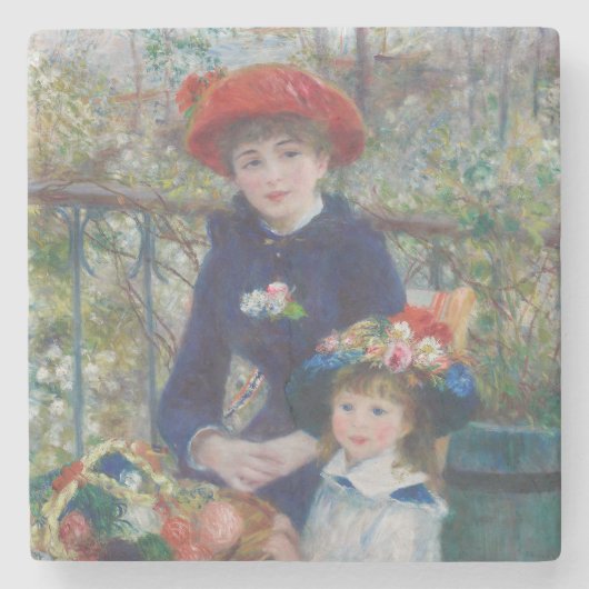 Renoir Two Sisters Terrasse Französischer Impressi Steinuntersetzer (Vorderseite)