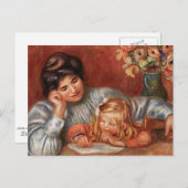 Renoir - Writing Lesson, famous painting Postkarte (Vorne/Hinten)