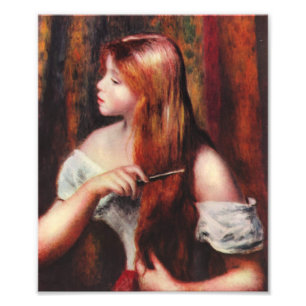Renoir Young Girl Coming your Hair Print Fotodruck