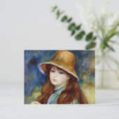 Renoir Young Girl in einem Strohhut Postkarte (Stehend Vorderseite)