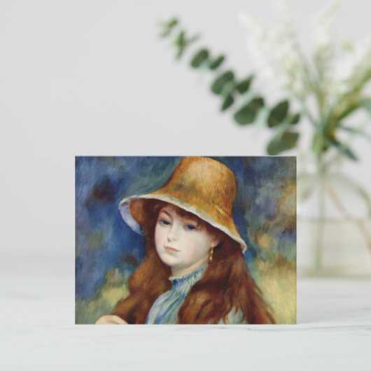Renoir Young Girl in einem Strohhut Postkarte (Stehend Vorderseite)