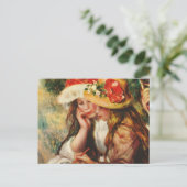 Renoir Zwei Girls lesen im Garten Postkarte (Stehend Vorderseite)