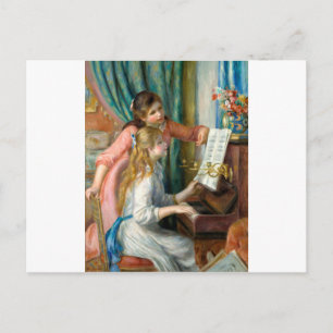 Renoir Zwei Mädchen am Klavier Druck Musik Fine Ar Postkarte