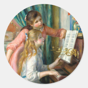 Renoir Zwei Mädchen am Klavier Druck Musik Fine Ar Runder Aufkleber