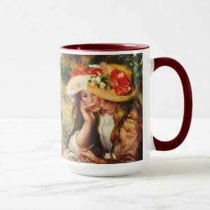 Renoir zwei Mädchen, die in der Garten-Tasse lese Tasse