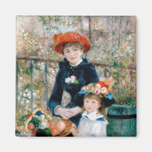 Renoir Zwei Schwestern auf der Vintagen Terrasse Magnet (Vorne)