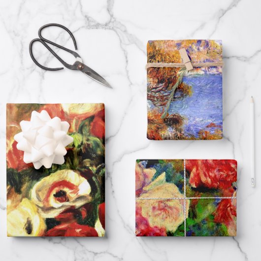 Renoir's berühmtes Kunstwerk verpackt Papierblätte Geschenkpapier Set (Vorderseite)