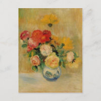 Renoirs ein Vase Rosen und Dahlien