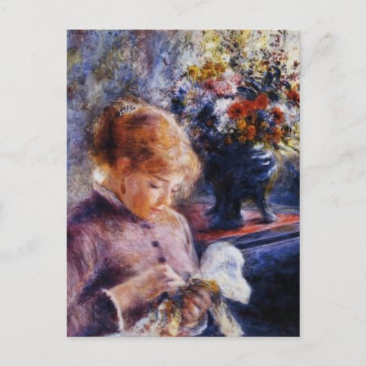 Renoirs junge Frau nähen Postkarte (Vorderseite)
