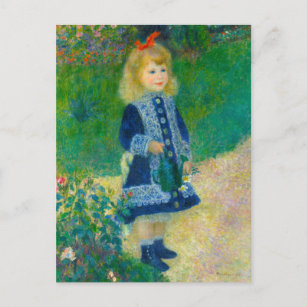Renoirs kleines Mädchen in Blau mit Wasserabfluss Postkarte