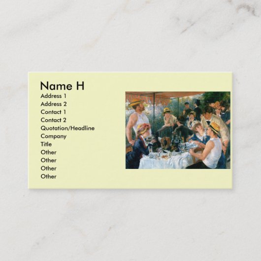Renoirs Mittagessen des Bootfahrt-Party (1881) Visitenkarte (Vorderseite)